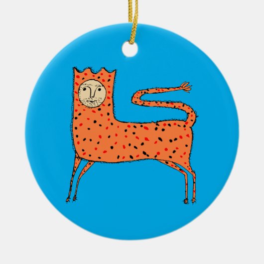 18e eeuw Engelse Primitieve Leeuw Keramisch Ornament (Voorkant)