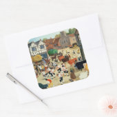 18e eeuw Masterrundvleesmarkt Vierkante Sticker (Envelop)