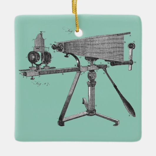 18e eeuw Microscoop Antiek wetenschapsINSTRUMENT Keramisch Ornament (Voorkant)