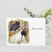 18e eeuw Storybook Wedding Peacock Invitations Kaart (Staand voorkant)