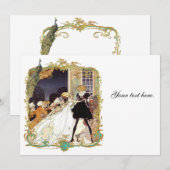 18e eeuw Storybook Wedding Peacock Invitations Kaart (Voorkant / Achterkant)