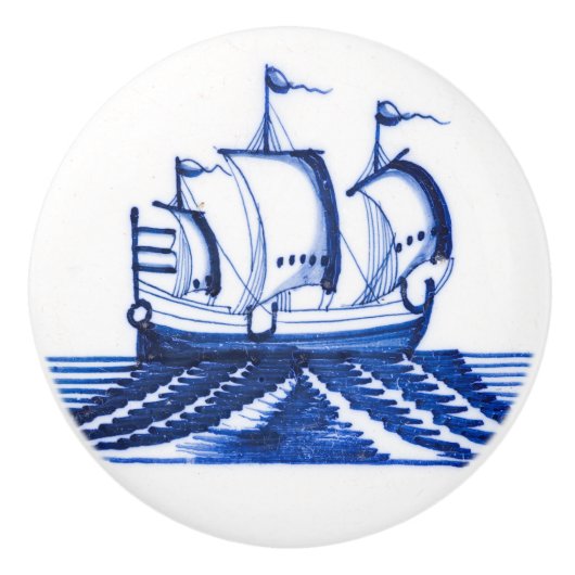 18e eeuw  zeilschip keramische knop (Voorkant)