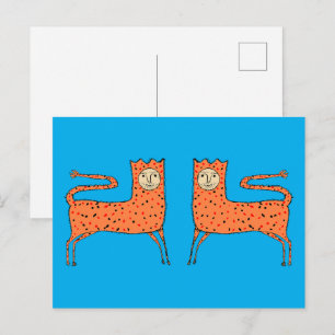 18e-eeuwse Engelse primitieve leeuw Briefkaart