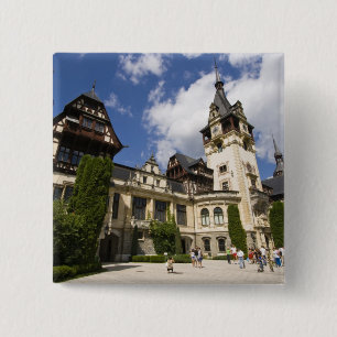 18e-eeuwse Peles-kasteel, Sinaia, Roemenië, 2 Vierkante Button 5,1 Cm