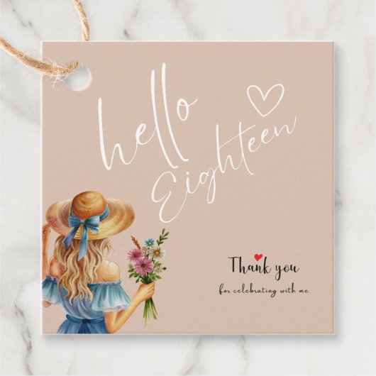 18e étiquette cadeau d'anniversaire (Devant)