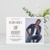 18e foto verjaardagsfeestje kaart (Staand voorkant)