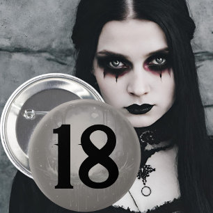 18e Goth Anniversaire badge d'âge gothique gris fo