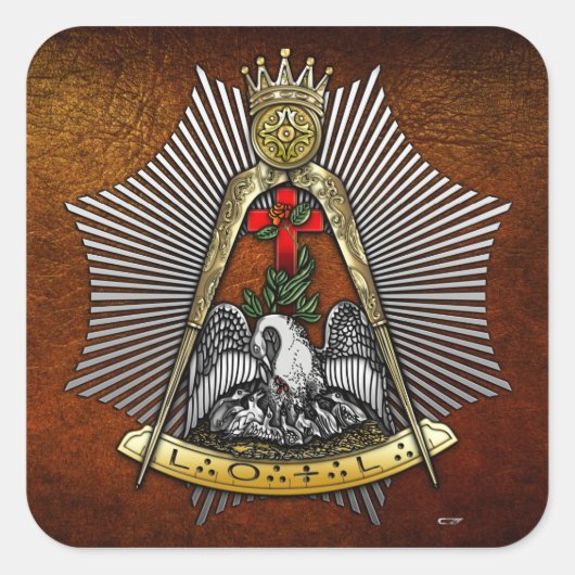 18e graad: Knight of the Roos Croix Vierkante Sticker (Voorkant)
