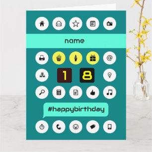 18e Hashtag Computing Verjaardag Naam toevoegen Gr Kaart