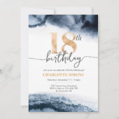 18e invitation à l'anniversaire Couleur d'eau et o (Devant)