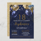 18e Invitation Marine Gold Invitation d'anniversai (Devant / Derrière)