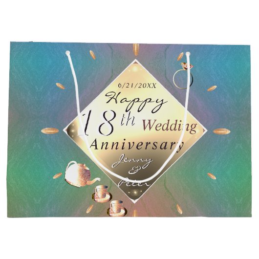 18e Jubileum Acquamarine (kleur) Cadeauzak Groot Cadeauzakje (Achterkant)