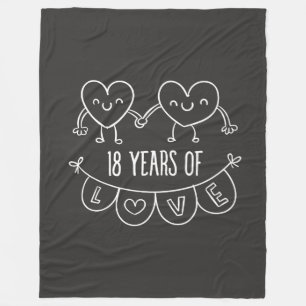 18e Jubileum Gift Chalk Hearts Fleece Deken