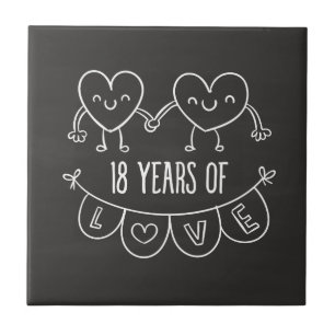 18e Jubileum Gift Chalk Hearts Tegeltje