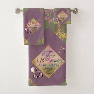 18e Jubileum van het huwelijk Porcelain Cat's Oogh Bad Handdoek
