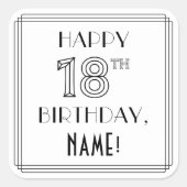 18E MAANDAG, Art Deco Style, aangepaste naam Vierkante Sticker (Voorkant)