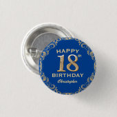 18e marinesolf en goudglitter ronde button 3,2 cm (Voorkant /achterkant)