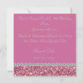 18e PINK BLING Birthday Party Invitation Kaart (Achterkant)
