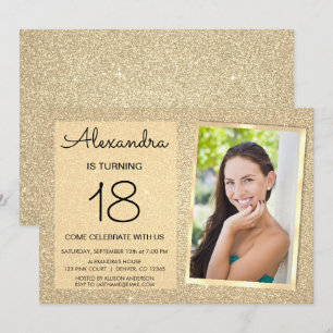 18e Sparkle Glitter Luxe Gouden Foto Kaart