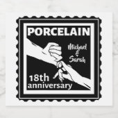 18e trouwdag porseleinen traditioneel bier etiket (Enkel label)
