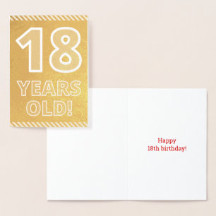 18e verjaardag: "18 JAAR OUD!" goudfolie-Kaart Folie Kaarten