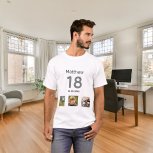 18e verjaardag aangepaste foto-monogram t-shirt