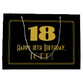 18e verjaardag — Art Deco geïnspireerde look "18" Groot Cadeauzakje (Achterkant)