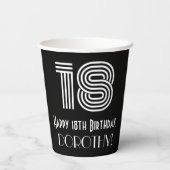 18e verjaardag — Art Deco Geïnspireerde look "18"  Papieren Bekers (Achterkant)