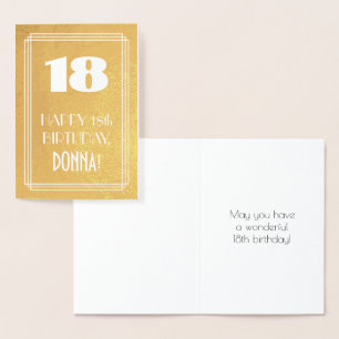 18e verjaardag ~ Art Deco Style "18" en aangepaste Folie Kaarten