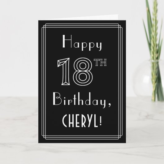 18e verjaardag: Art Deco Style # 18 en aangepaste  Kaart (Voorkant)