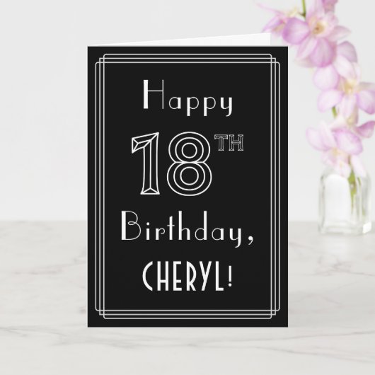 18e verjaardag: Art Deco Style # 18 en aangepaste  Kaart (Orchidee)