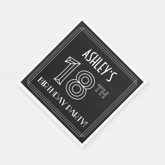 18e verjaardag: Art Deco Style + aangepaste naam Servet (Hoek)