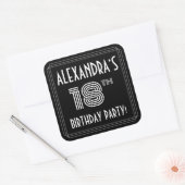 18e verjaardag: Art Deco Style en aangepaste naam Vierkante Sticker (Envelop)