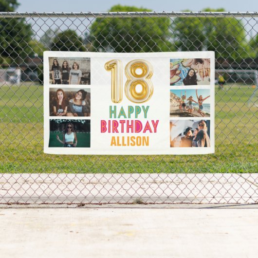 18e verjaardag ballon Happy Birthday Party Spandoek (Insitu)