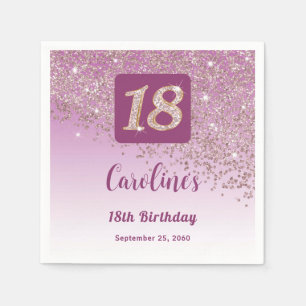 18e Verjaardag Chic Roos Gold Glitter Servet