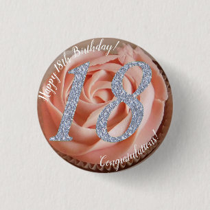 18e verjaardag Cupcake Ronde Button 3,2 Cm