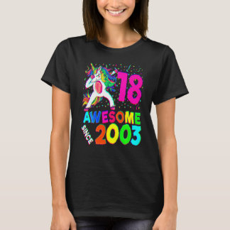 18e verjaardag Dabbing Unicorn Feest 18 Jaar oud T-shirt