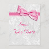 18e Verjaardag Damask en Faux Bow Save The Date Aankondigingskaart (Voorkant)