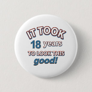 18e verjaardag design ronde button 5,7 cm