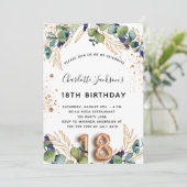18e verjaardag eucalyptus greenery glitter elegant kaart (Staand voorkant)