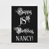 18e verjaardag: Fancy, elegant script + aangepaste Kaart (Voorkant)