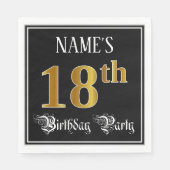 18e verjaardag — Fancy script, Faux Gold look Servet (Voorkant)