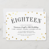 18E VERJAARDAG FEEST stijlvolle gouden confetti vl Kaart (Voorkant)