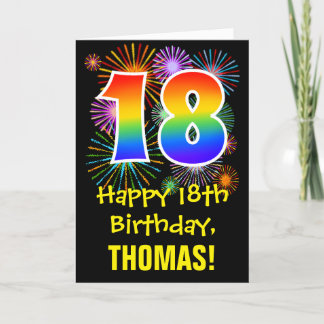 18e verjaardag: Fireworks Pattern + Rainbow 18 Kaart
