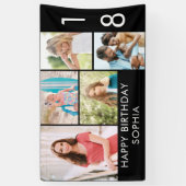 18e verjaardag Foto Collage 5 Afbeelding Black Whi Spandoek (Verticaal)