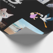 18e verjaardag fotocollage vrouw zwart cadeaupapier (Hoek)