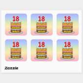 18e verjaardag: Fun Cake and Candles + Custom Name Vierkante Sticker (Vel)