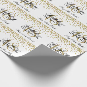 18e verjaardag Gold Faux Glitter Confetti White Cadeaupapier