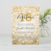 18e verjaardag Gold Glam Glitter Lights Kaart (Staand voorkant)