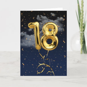 18e verjaardag Gold Mylar ballon en Confetti Card Kaart
